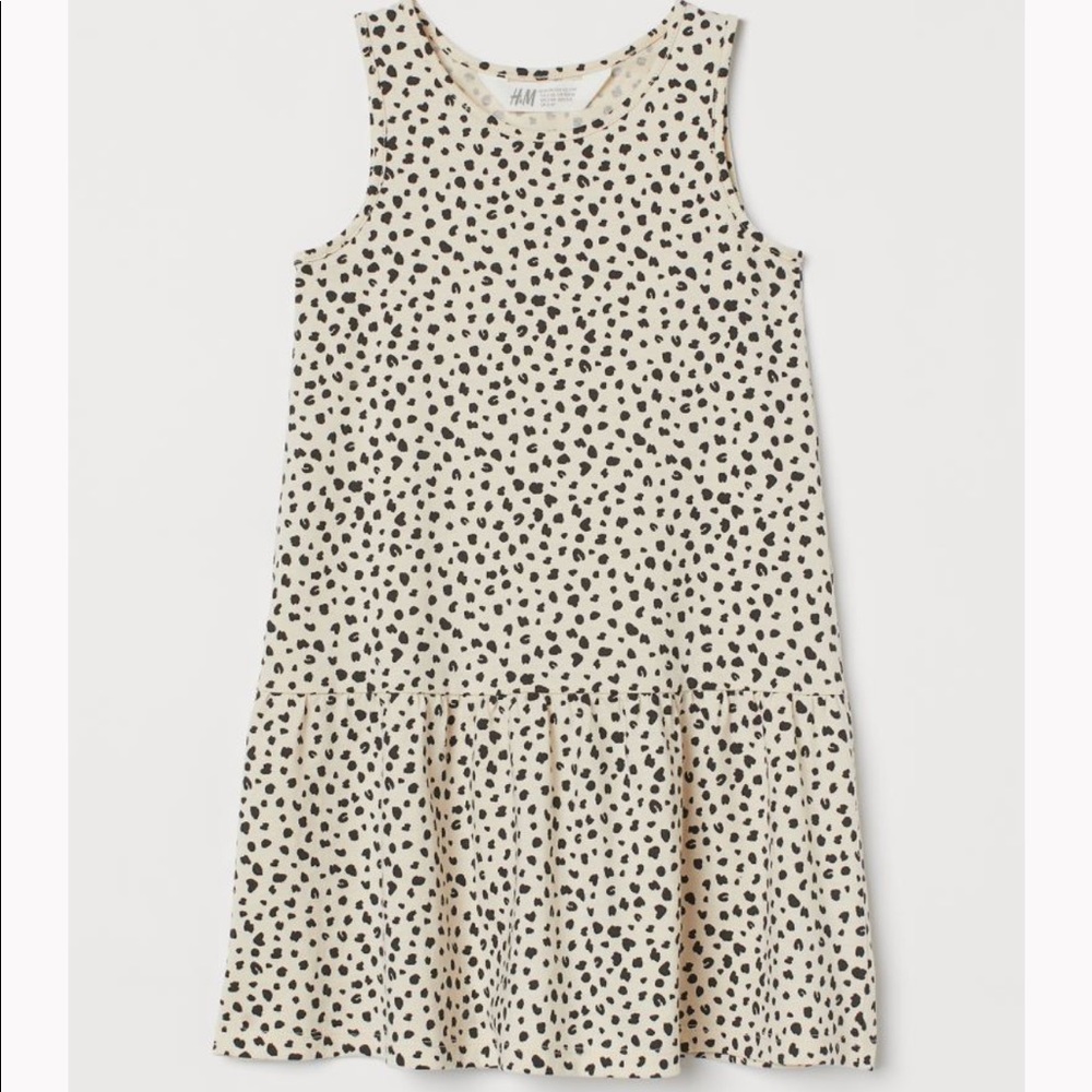 Girls Cream and Black Dotted Dress